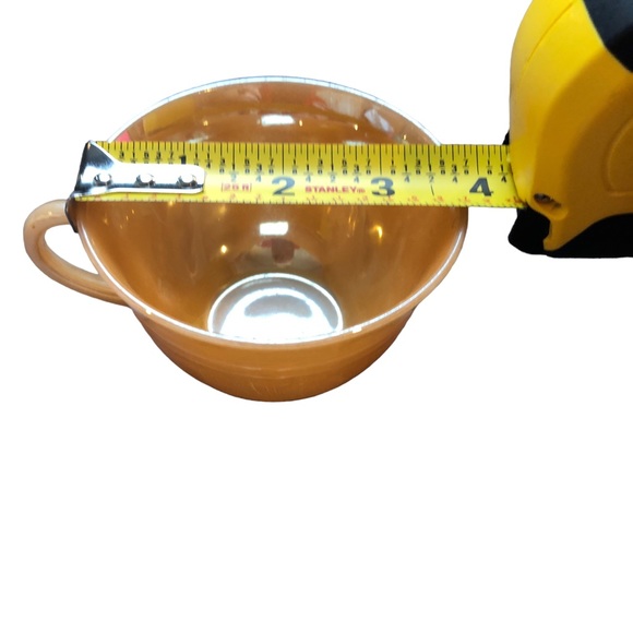 FIRE KING Anchor Hocking Cup & Bowl Peach Lustre EUC Ware Glass Block Letters - Picture 6 of 10